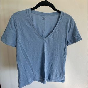 Madewell Blue Cotton V-Neck T-Shirt
